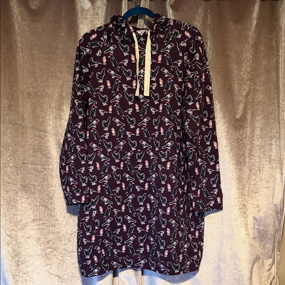 Tomcsanyi Parad Purple Hooded Sweatshirt Dress with Pockets Size Large